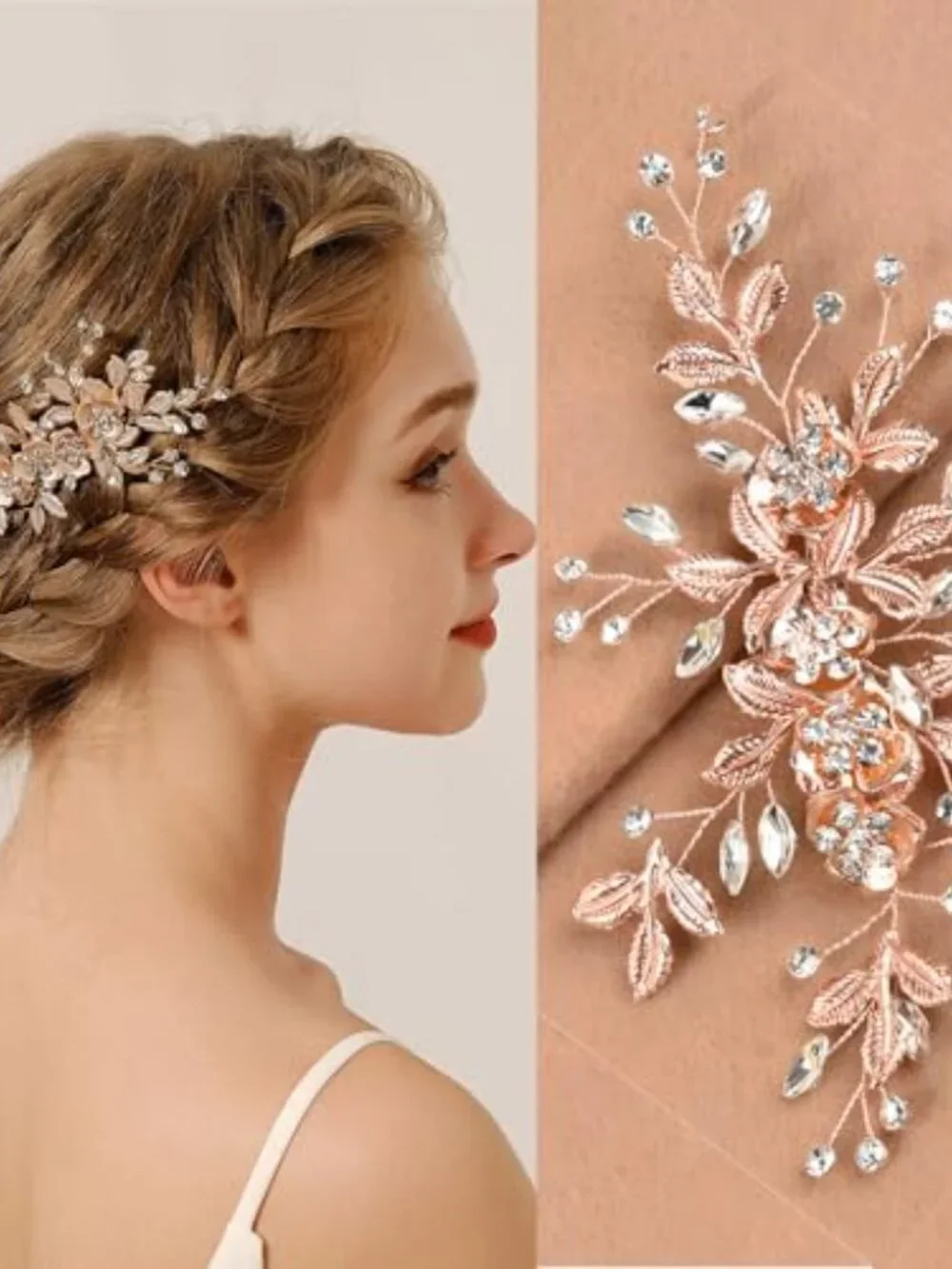 New - Bridal‎ Hair Accessories Bright Rose Gold Wedding Hair Duckbill Clip for B